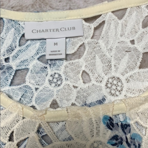 NWT Charter Club floral lace top with cami - Picture 3 of 10